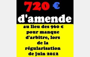 Pus que 720€ pour manque d'arbitre