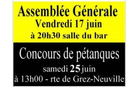 AG le vendredi 17 juin à 20h30