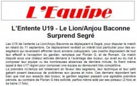 Le Lion surprend Segré en U19