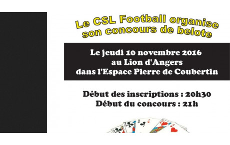Concours de belote - jeudi 10 novembre à 20h30